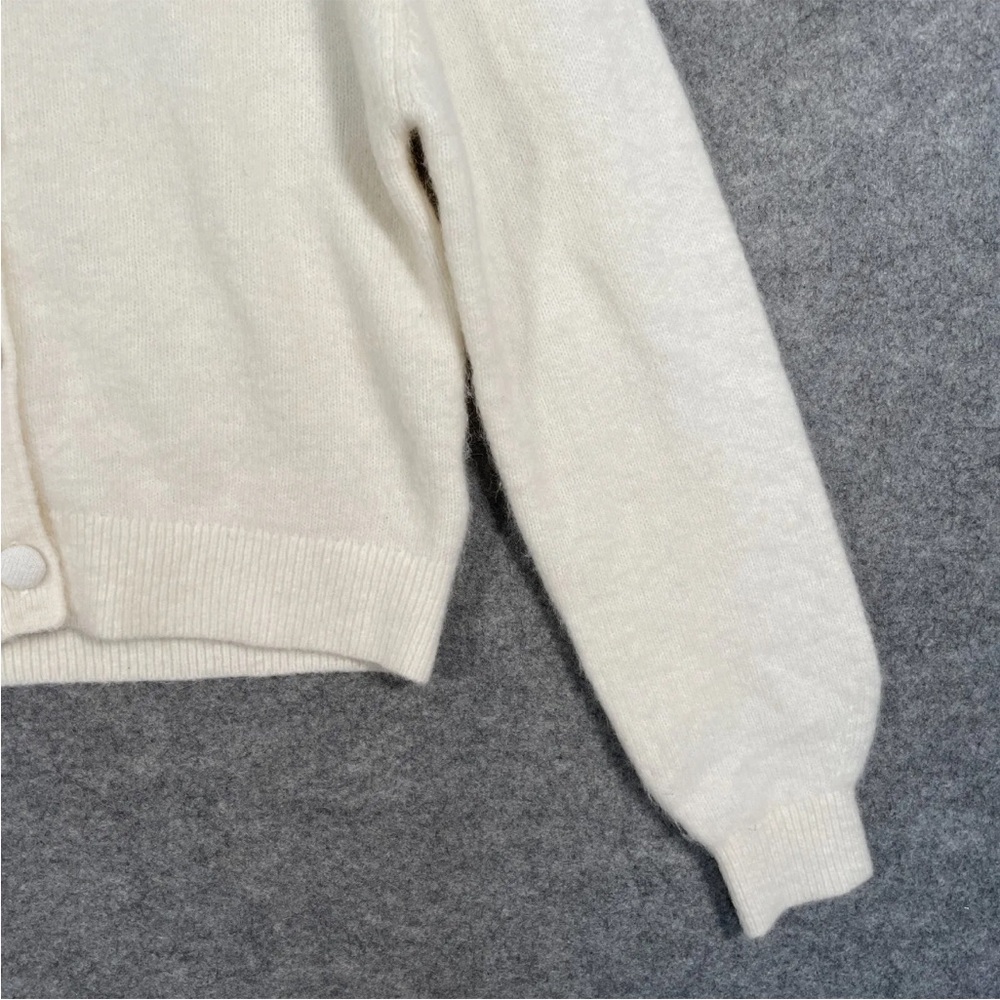 & OTHER STORIES Cardigan Sz Medium Womens Beige Knit Wool Blend Cropped Button - Picture 7 of 12